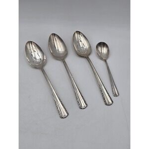 Holmes & Edwards May Queen Silverplate 3 Serving Spoon Pierced Set 1 sugar IS